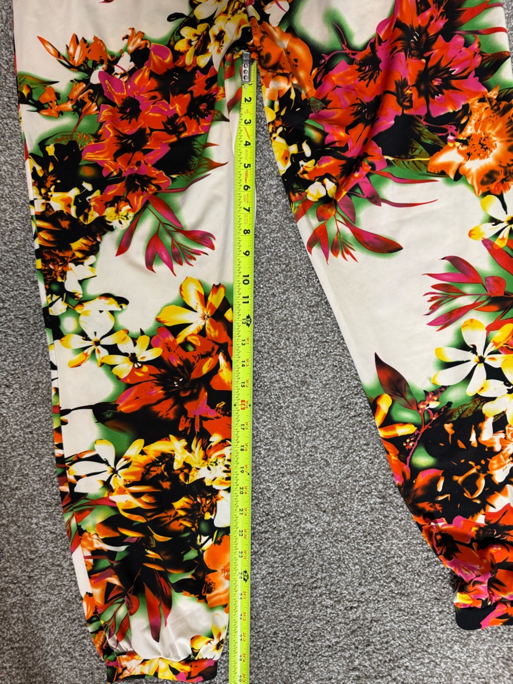 Kate & Mallory Floral Print Women’s Jogger pants - White with Multicolor Bloom - Picture 3 of 7